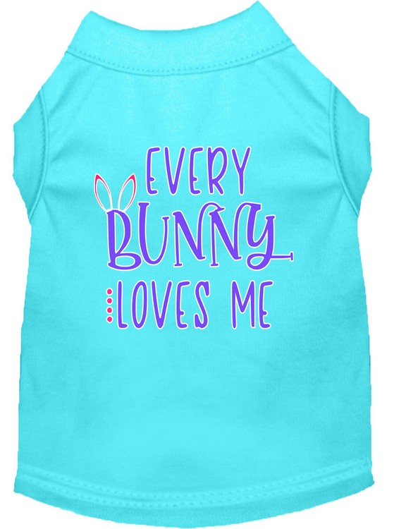 Every Bunny Loves me Screen Print Dog Shirt Aqua Med